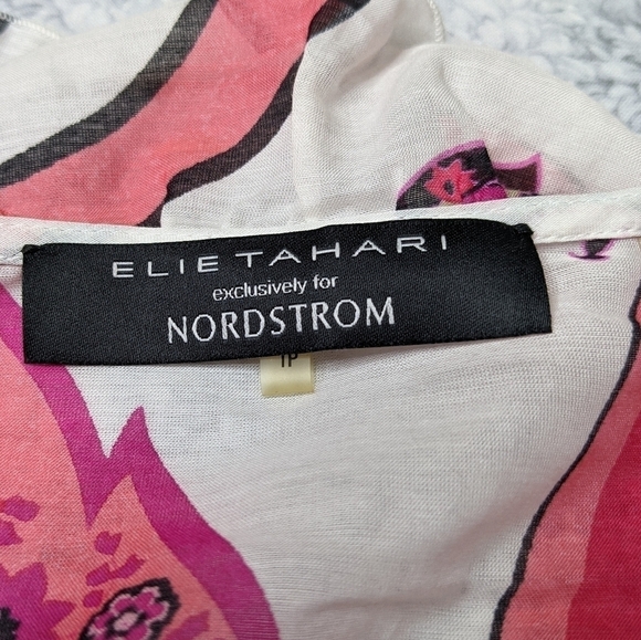 Elie Tahari pink white Franca blouse XS - Picture 7 of 7